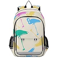 ALAZA Pink Yellow Blue Green Flamingos Backpack Daypack Bookbag