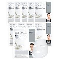 DERMAL Milk Collagen Essence Facial Mask Sheet 23g Pack of 10 - Skin Soft & Elastic, Nourishing and Moisturizing, Daily Skin Treatment Solution Sheet Mask