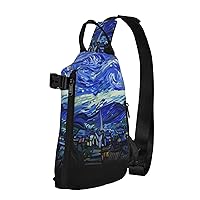 Starry Night Sling Bag Crossbody Travel Hiking Chest Backpack Shoulder Daypack for Women Men