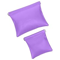 Small Pocket Cosmetic Bag, Squeeze Top Travel Makeup Bag for Purse, No Zipper Self-Closing Mini Makeup Pouch for Women Girls, Pure Light Purple Violet Color