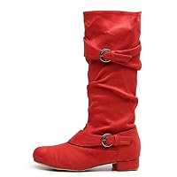 AOQUNFS Women's Dance Boots Flat Suede Soles Fashion Comfort Side Zipper Knee-High Boot,Model QJW1062