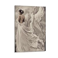 Posters & Prints Woman Fashion Wall Art Elegant Lady in Wedding Dress Poster Canvas Artwork Decoration for Bedroom Living Room & Home Wall Decor 12x18inch(30x45cm)