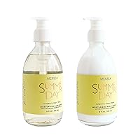 MERSEA Luxury Hand Soap and Shea Lotion Set - Scented Lotion and Matching Liquid in Glass Bottle Pumps, Summer Day, 9 oz