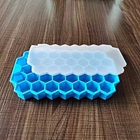 Honeycomb Mold Silicone Honeycomb Nest Ice Mold with Cover Silicone Mold 37 Ice Making Mold Silicone Ice Lattice 21.512.52.5 (Two Packs)/Blue with Cover