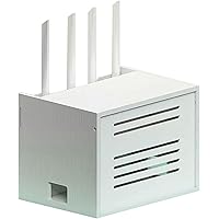 YAZGAN WiFi-Router-Aufbewahrungsbox aus Holz, weiß, Büro-Desktop-Organizer, 3 Fächer, for Schlafzimmer, Wohnzimmer, 30 x 22 x 22 cm