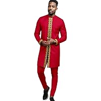 African Suits for Men Dashiki Blazer and Pants 2 Piece Set Outfits Slim Fit Jacket Wedding Evening