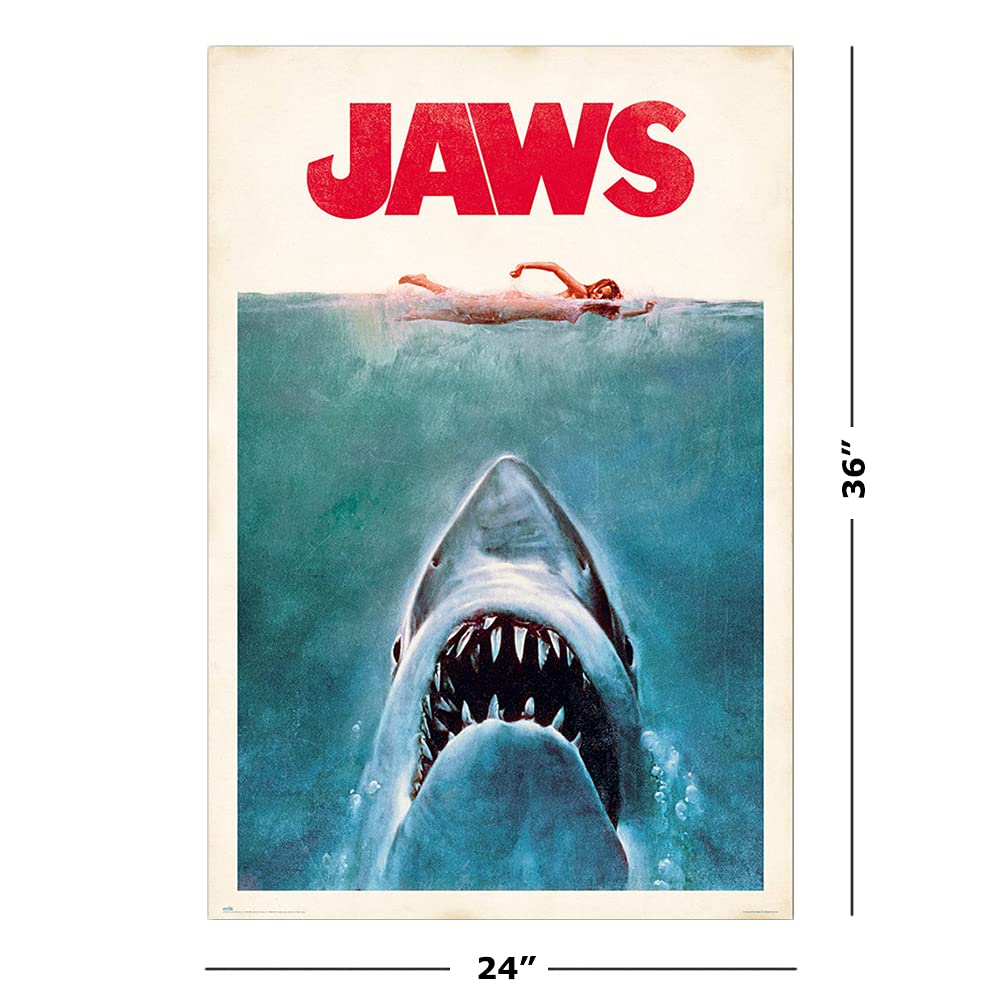 Jaws - Movie Poster (Regular Style - Retro/Vintage Design) (Size: 24