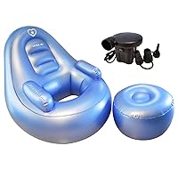 Serenity Blue BBL Inflatable Chair with Air Pump for After Butt Surgery Recovery,Sitting,Sleeping,Pregnancy and Relaxation and BBL Pillow Without Compromising Results(with Ottoman)