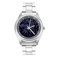 Sagittarius Zodiac Constellation Men's Quartz Watch Stainless Steel Wrist Watch Classic Casual Watch for Women