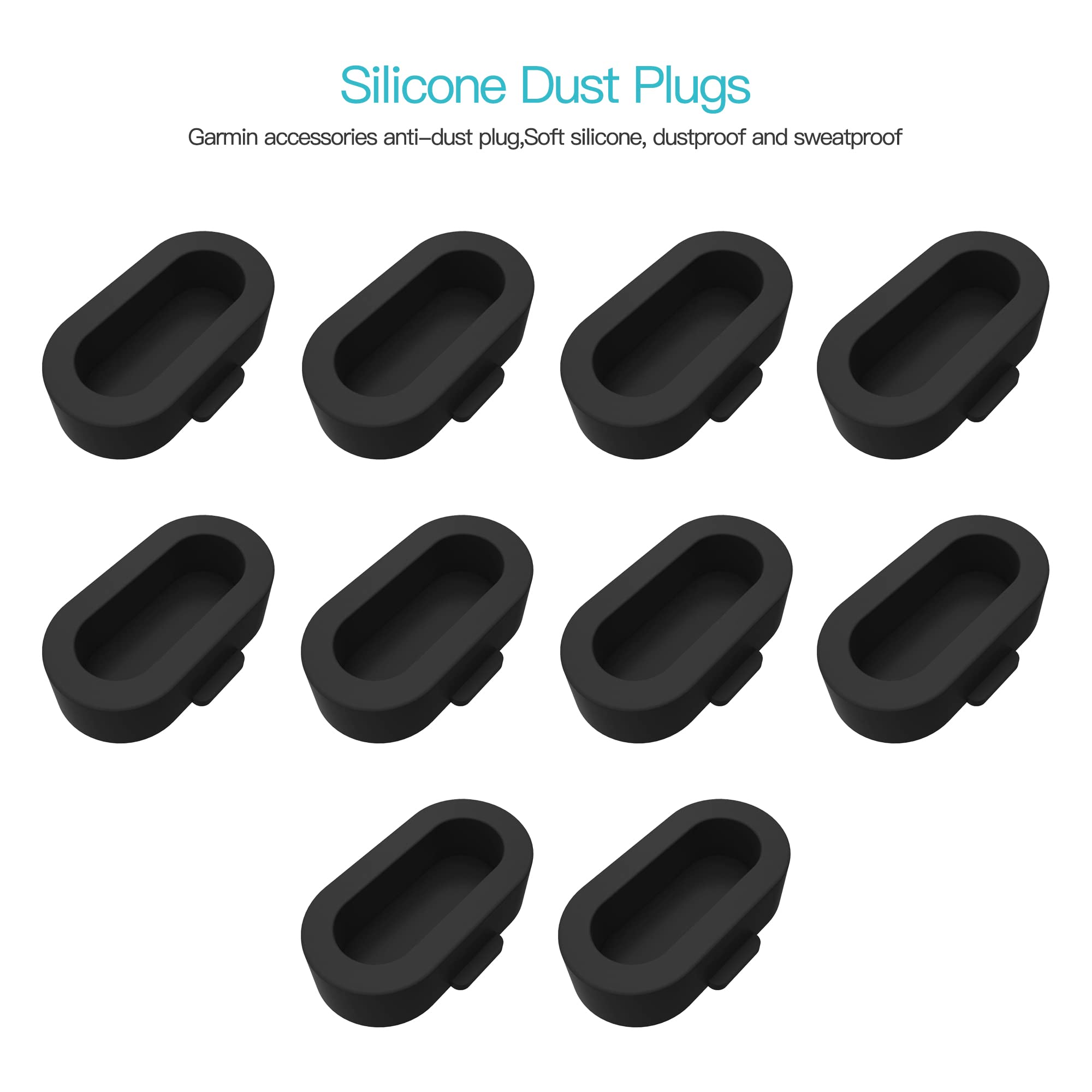 AWINNER 10 Pack Dust Plug Compatible for Garmin Watch Charger Port Protector (Black)