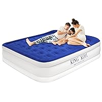 King Koil Luxury California King Air Mattress with Built-in Pump for Home, Camping & Guests - 16” King Size Inflatable Airbed Luxury Double High Adjustable Blow Up Mattress, Durable Waterproof