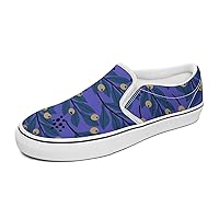 Blue Shading and White Flower Pattern Women's and Man's Slip on Canvas Non Slip Shoes for Women Skate Sneakers (Slip-On)