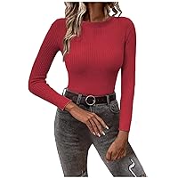 Womens Slim Ribbed Knit Sweater Bodycon Long Sleeve Pullover Tops Trendy Crewneck Jumper Fall Knitwear Blouses