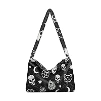Ladies Soft Plush Underarm Bag Cat-skull-moon-star Fluffy Shoulder Bag Women Furry Purse Handbag