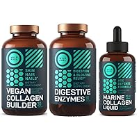 WILD FUEL Vegan Collagen Builder, Digestive Enzymes and Liquid Collagen Marine Bundle