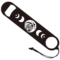 GLOBLELAND 7inch Lunar Phase and Mushrooms Art Stainless Steel Bottle Opener with PU Cord Beer Bottle Opener Flat Bottle Opener Heavy Duty Bar Bartender Opener for Home Kitchen Bar