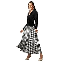 Women's Dress Dresses for Women Houndstooth Print Button Front Belted Dress (Color : Black and White, Size : Medium)