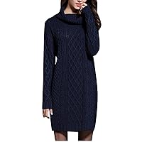 Women Turtleneck Sweaters Cable Chunky Knit Dress Long Sleeve Pullover Sweater Dresses 2023 Fashion Fall Outfits