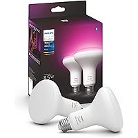 Philips Hue White and Color Ambiance BR30 LED Smart Bulbs, 16 Million Colors (Hue Hub Required), Bluetooth Compatible, Compatible with Alexa, Google Assistant, and Apple HomeKit, E26 Base, 2-Pack