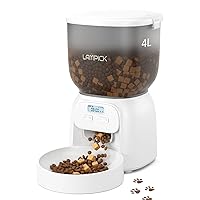 Automatic Cat Feeder, 4L Detachable Cat Food Dispenser for Dry Food Up to 15 Portions(8g/Portion) 6 Meals Per Day, Dual Power Supply Timed Cat Feeders