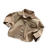 2022 Children's Shirts Spring New Girls Korean Version Retro Wild Western-Style Shirts Boys Baby Cotton Jacket (Coffee,110)