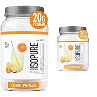 Isopure Protein Powder Clear Whey Isolate Citrus Lemonade Bundle, 36 Servings 1.98 LB and 16 Servings 0.88 LB