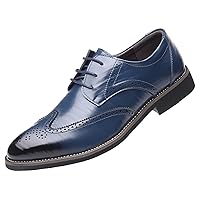 WUIWUIYU Men's Manmade Leather Lace-up Wedding Business Formal Dress Wingtips Brogue Shoes Oxfords