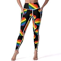 LGBT Gay Pride Flag Love Women's Yoga Pants Leggings with Pockets High Waist Compression Workout Pants