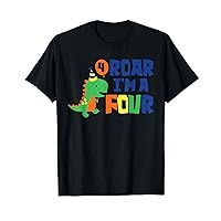 Roar I'm a Four 4th Birthday For Boy Saurus Rex Dinosaur T-Shirt