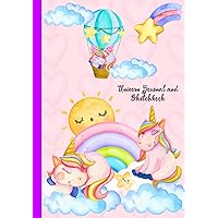Unicorn Journal and Sketchbook: Drawing Book for girl/Includes lined pages for writing, blank pages for sketching, doodling & fun Page All About Me! ... princesses/ Daily for girls/ 101 Pages 7X10