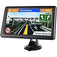 GPS Navigation for Car （9 Inch） Slimline Touch Screen Real Voice Direction ，USA Edition 2024 (Free Lifetime Updates) Turn-by-Turn Voice and Lane Guidance, Speed and Red Light Warning (American Brand)