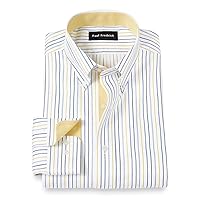 Paul Fredrick Men's Tailored Fit Non-Iron Cotton Stripe Dress Shirt