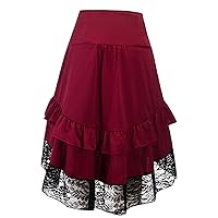 Full Skirt Slip Patchwork Gothic Skirt Dress Drawstring Halloween Skirt Girls Ballet Skirt