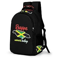 Reggae Jamaica Roots Music Map Flag Backpack Double Deck Laptop Bag Casual Travel Daypack for Men Women