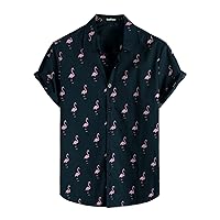 VATPAVE Mens 100% Cotton Hawaiian Shirts Floral Short Sleeve Button Down Shirts Summer Beach Shirts