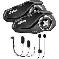 LEXIN G2P Motorcycle Helmet Bluetooth Headset, 6 DIY Shells Group Intercom Communication System, Bundle with Type-C Audio Set (40mm)