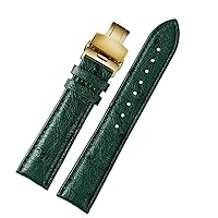 18mm 20mm 22mm Bamboo Pattern soft cowhide Strap Men Butterfly Buckle Ostrich leather Green Watchband Bracelet