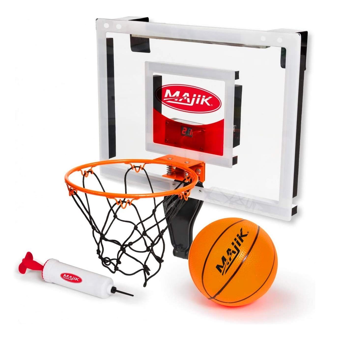 EastPoint Sports Majik Buzzer Beater Over the Door Mini Basketball Hoop for Indoor Basketball Play - Complete with Automatic LED Scoring, Pro-Style Basketball Backboard, Breakaway Rim, Ball & Air Pump