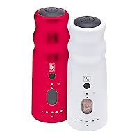 Salt and Pepper Mill Grinder Set - Refillable High Volume Automatic Mill with Built-In LED Lighting & Rechargeable Lithium Battery (Red Pepper Mill + Salt Mill)