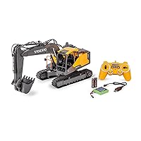 Carson 500907339 Crawler Excavator Volvo 1:16 - Remote Controlled Construction Vehicle for Children from 8 Years, RC Excavator with Functions, Includes Batteries and Remote Control, Yellow