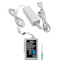 Games Accessories Bundle for Wii U, 1 Pack Charger and 1 Pack Battery for Nintendo Wii U Gamepad