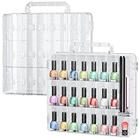 JIASHENG Two Nail Polish Organizer Case Holders, 48 Bottles Universal Nail Storage Box for Double Side Adjustable Space Divider for Acrylic Nail Gel Dip Powder Tips Set with Two Toe Separator