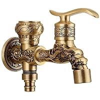 Garden Faucet Antique Bronze Faucet Washer Full Brass Dual-use Wall-Mounted Bathroom Sink Faucet with Cross Handles