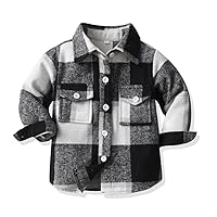 Toddler Baby Boys Girls Outfits Plaid Flannel Long Sleeve Shirts Button Down T-Shirt Tops