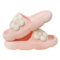 Kids Cloud Slides Girls Flower Pattern Thick Sole Slippers Non-Slip Summer Beach Shoes Bathroom Pool Sandals