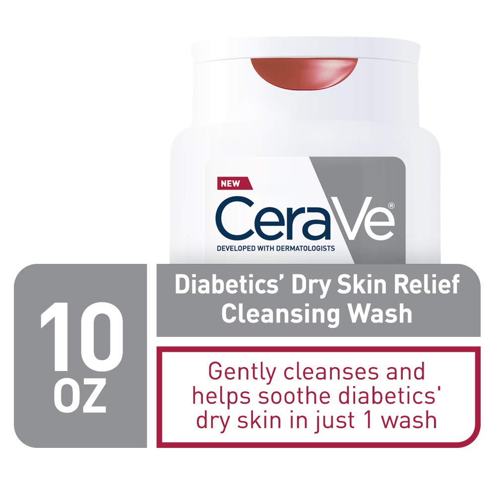CeraVe Body Wash for Diabetics’ Dry Skin | 10 Ounce | Diabetes Care With Urea for Hydration and Bilberry for Source of Antioxidant | Fragrance & Paraben Free