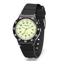 100M Kids Analog Watch for Boys Girls 3-12 Age, 10Bar Kids Waterproof Watch Learning Time with Black Silicone Band