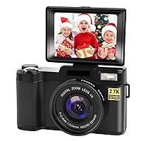 Digital Camera Vlogging Camera with YouTube 24MP 2.7k Full HD Camera with Flip Screen 180 Degree Rotation