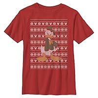 Disney Characters Donald Sweater Boy's Solid Crew Tee, Red, X-Large