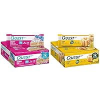 Quest Nutrition Birthday Cake Protein Bars, High Protein, Low Carb, Gluten Free, Keto Friendly, 12 Count & Lemon Cake Protein Bars, High Protein, Low Carb, Gluten Free, Keto Friendly, 12 Count